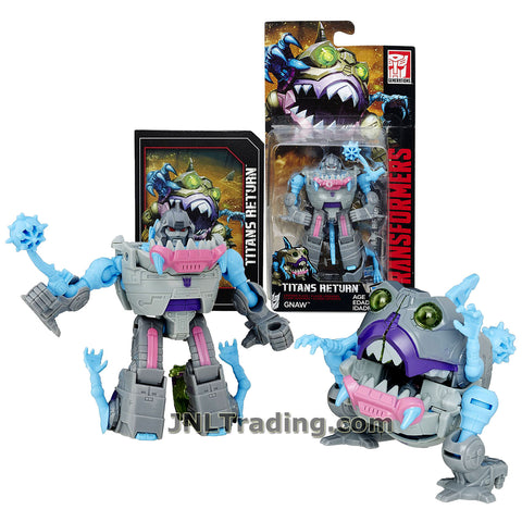 Transformers Year 2016 Titans Return Series Legends Class 4 Inch Tall Robot Figure - GNAW with Spike Mace and Card (Beast Mode: Shark)