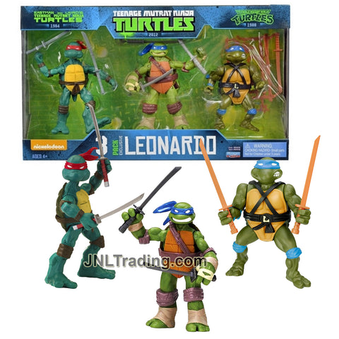 Year 2014 Teenage Mutant Ninja Turtles Exclusive 3 Pack 5 Inch Tall Figure - LEONARDO (Comic, Animated and Classic Series) with Katana Swords