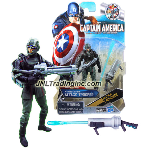 Hasbro Year 2010 Marvel Studios "The First Avenger Captain America" Movie Series Basic 4 Inch Tall Action Figure - Marvel's Hydra ATTACK TROOPER with Assault Rifle, Missile Launcher and 1 Missile