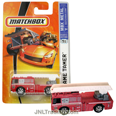 Matchbox Year 2007 MBX Metal Ready For Action Series 1:64 Scale Die Cast Metal Car #51 - Fowler County Fire Department Fire Engine FLAME TAMER K9487