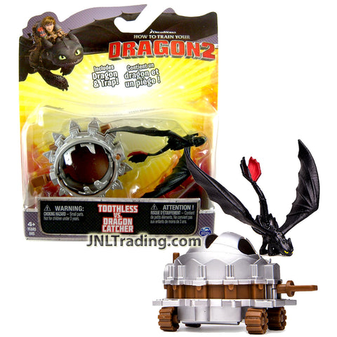 Year 2014 Dreamworks How to Train Your Dragon 2 Movie Dragon and Trap Series Action Figure Set - TOOTHLESS and DRAGON CATCHER