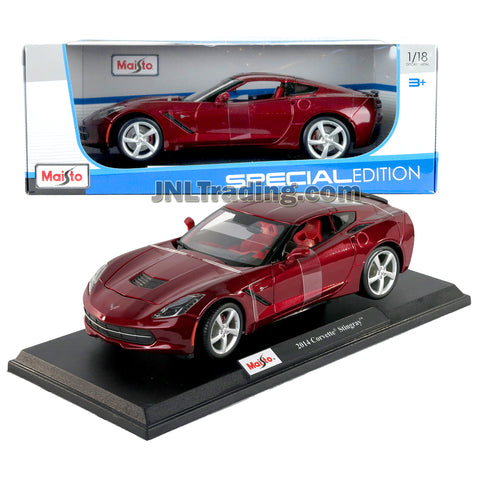 Maisto Special Edition Series 1:18 Scale Die Cast Car - Metallic Red Luxury Sports Coupe 2014 CORVETTE STINGRAY with Display Base (Dimension: 9-1/2" x 3-1/2" x 3")