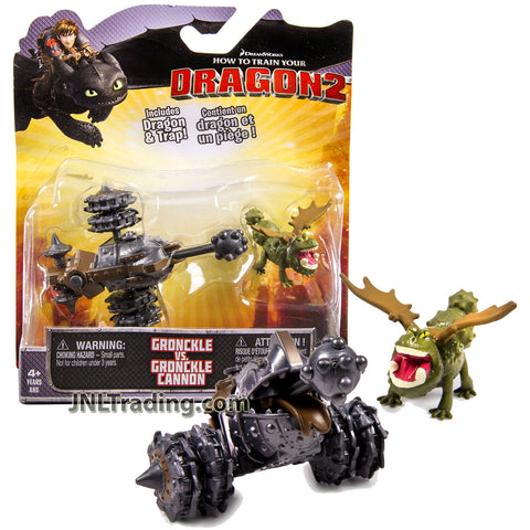 Spin Master Year 2014 Dreamworks How to Train Your Dragon 2 Series Dragon and Trap Action Figure Set - GRONCKLE vs GRONCKLE CANNON with 1 Missile