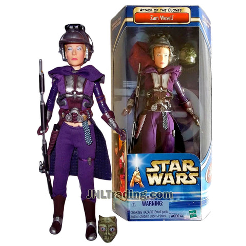Star Wars Year 2002 Attack of the Clones Series 11 Inch Tall Fully Poseable Figure - ZAM WESELL with Blaster, Rifle and Mask
