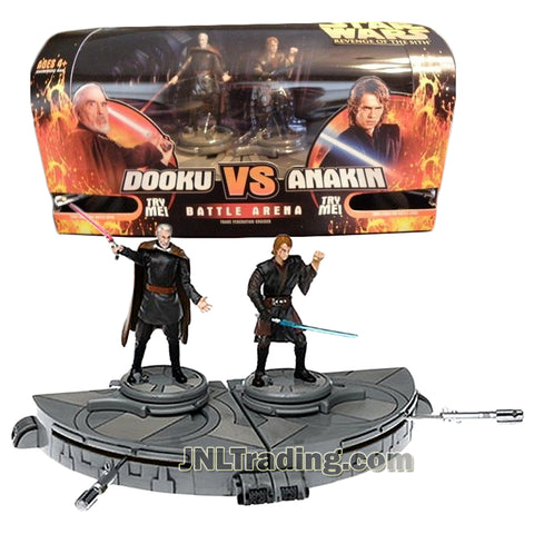 Star Wars Year 2005 Revenge of the Sith Series 4 Inch Tall Figure - TRADE FEDERATION CRUISER Battle Arena with COUNT DOOKU vs ANAKIN SKYWALKER