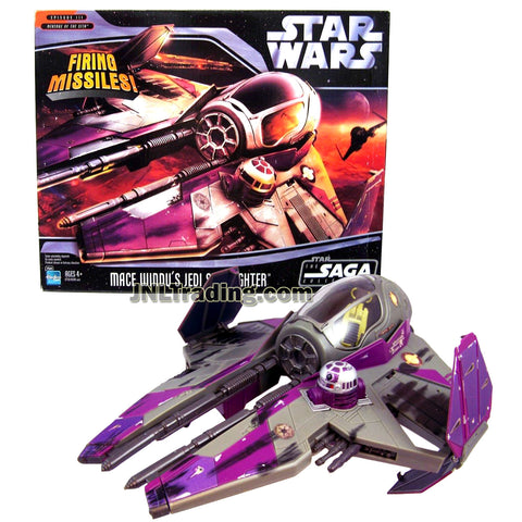 Star Wars Year 2006 Revenge of the Sith Series 12 Inch Long Vehicle Set - MACE WINDU'S JEDI STARFIGHTER with Opening Canopy, Blaster Cannon, Sprung Open Wings and Retractable Landing Gears