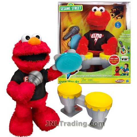 Hasbro Playskool Year 2011 123 Sesame Street Series 15 Inch Tall Electronic Figure - LET'S ROCK ELMO with 6 Rockin' Songs Plus Microphone, Tambourine and Drums