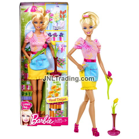 Year 2012 Barbie  Career I Can Be Series 12 Inch Doll - Caucasian FLORAL DESIGNER Y7485 with Tulips, Vase and Flower Scissors