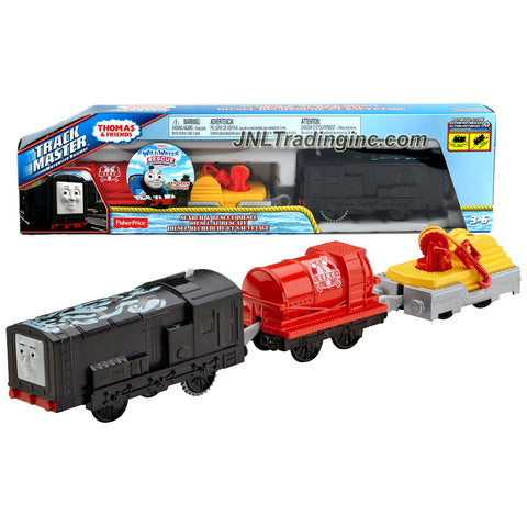 Fisher Price Year 2014 Thomas and Friends "Wild Water Rescue" Series Trackmaster Motorized Railway 3 Pack Train Set - Search and Rescue DIESEL (CHY09) with Winch Car and Tanker
