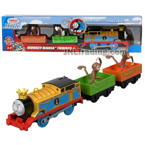 Thomas and Friends Year 2018 Trackmaster Series Motorized Railway 3 Pack Train Set - MONKEY MANIA THOMAS with 2 Wagons & 2 Removable Monkeys