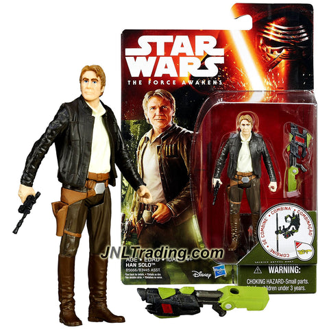 Hasbro Year 2015 Star Wars The Force Awakens Series 4 Inch Tall Action Figure - HAN SOLO with Blaster Rifle and Gun