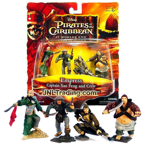 Year 2007 Pirates of the Caribbean At World's End 4 Pack 2 Inch Micro Figure - EMPRESS Captain Sao Feng with Tai Huang and 2 Singapore Pirates Crew