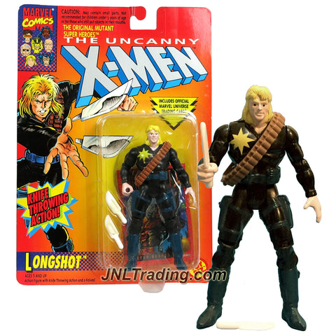 ToyBiz Year 1993 Marvel Comics The Uncanny X-MEN Series 5 Inch Tall Action Figure - LONGSHOT with Knife Throwing Action, 2 Knives & Trading Card