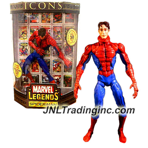 Toy Biz Year 2006 Marvel Legends ICONS Series 12 Inch Tall Action Figure : Variant Unmasked SPIDER-MAN with 30 Points of Articulation Plus Exclusive "Evolution of an ICON" Book