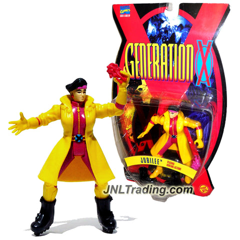 ToyBiz Year 1995 Marvel Comics Generation X Series 5 Inch Tall Action Figure - JUBILEE with Plasma Power Blast, Roller Blades and Gen-X Display Base