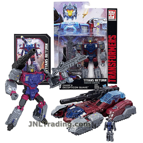 Transformers Year 2016 Titans Return Series 5-1/2 Inch Tall Robot Figure - CHASM and DECEPTICON QUAKE with Cannon, Blaster and Card (Vehicle: Tank)