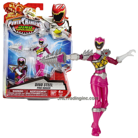 Bandai Year 2015 Saban's Power Rangers Dino Super Charge Series 5 Inch Tall Action Figure - Dino Steel PINK RANGER aka Shelby with Tricera Drill