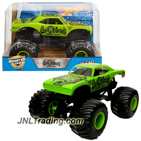 Hot Wheels Year 2017 Monster Jam 1:24 Scale Die Cast Official Monster Truck Series - GAS MONKEY GARAGE DWN87 with Monster Tires, Working Suspension and 4 Wheel Steering