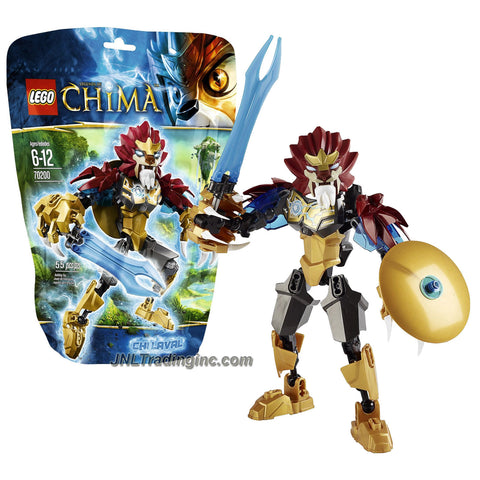 Lego Year 2013 Legends of Chima Series 6 Inch Tall Figure Set #70200 - CHI LAVAL with CHI Double Sword and Shield, Huge Claws, Spiked Shoulder Elements and CHI Orb Chest Armor (Total Pieces: 55)