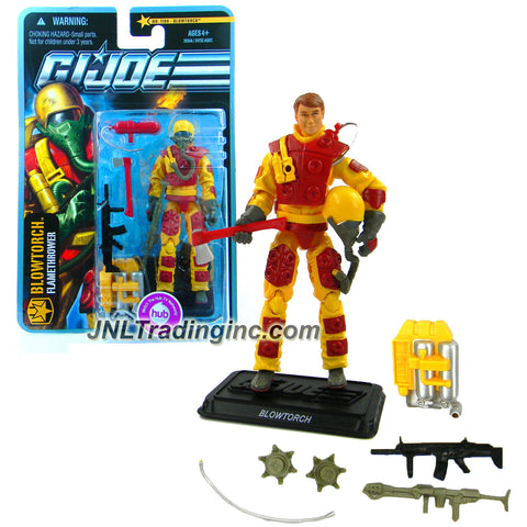 Hasbro Year 2010 G.I. JOE Mission "The Pursuit of Cobra Jungle Assault" Series 4 Inch Tall Action Figure - Flamethrower BLOWTORCH with Flamethrower, Helmet, Oxygen Mask, Fuel Backpack, Flamethrower Hose, Fire Axe, Fire Extinguisher, Flame Mines, Rifle and Display Stand