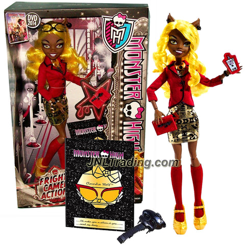 Mattel Year 2013 Monster High "Frights, Camera, Action!" Hauntlywood Series 11 Inch Doll Set - CLAWDIA WOLF "Daughter of The Werewolf" with Glasses, Tablet, Stylus, Red Book, Hairbrush and Doll Stand