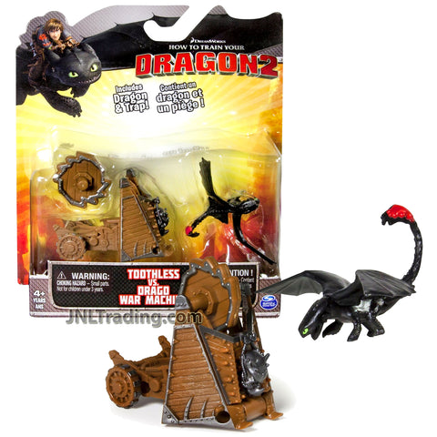 Year 2014 Dreamworks How to Train Your Dragon 2 Series Dragon and Trap Action Figure Set - TOOTHLESS vs. DRAGO WAR MACHINE with Spinning Wheel