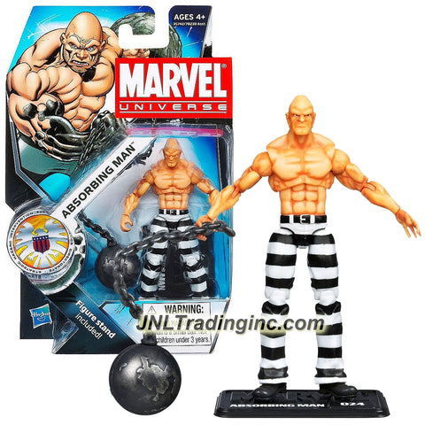 Hasbro Year 2011 Marvel Universe Series 3 SHIELD Single Pack 4 Inch Tall Action Figure #24 - Villain ABSORBING MAN with Chained Ball and Display Stand