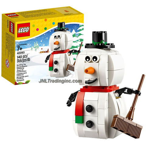 Lego Year 2014 Seasonal Series 4 Inch Tall Figure Set #40093 - Christmas SNOWMAN with Hat, Scarf, Carrot Nose and a Broom (Total Pieces: 140)