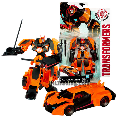 Year 2014 Transformers Robots in Disguise Animation Series Warrior Class 5-1/2 Inch Tall Figure - AUTOBOT DRIFT with 2 Katana Swords (Vehicle Mode: Sports Car)