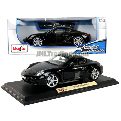 Maisto Special Edition Series 1:18 Scale Die Cast Car - Black Color Sports Coupe PORSCHE CAYMAN w/ Diplay Base (Dimension: 9" x 4" x 3")