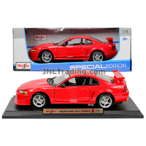 Maisto Special Edition Series 1:18 Scale Die Cast Car Set - Red Color High Performance Sports Car FORD MUSTANG SVT COBRA with Display Base