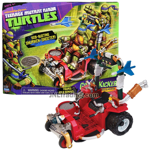 Year 2013 Teenage Mutant Ninja Turtles TMNT Vehicle Set : Bush-Whacking Wheeled Weapon GRASS KICKER with Shuriken Disc and Finger Flick Dart