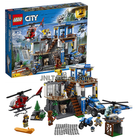 Year 2018 Lego City Series Set 60174 - MOUNTAIN POLICE HEADQUARTERS with Police Chief, Pilot, 2 Officers and 3 Crooks Minifigures (Total Pieces: 663)