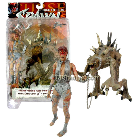 Year 1998 McFarlane's Toy Curse of the Spawn Series 6 Inch Tall Figure : JESSICA PRIEST & MR. OBERSMITH with Blaster and Chain Lease
