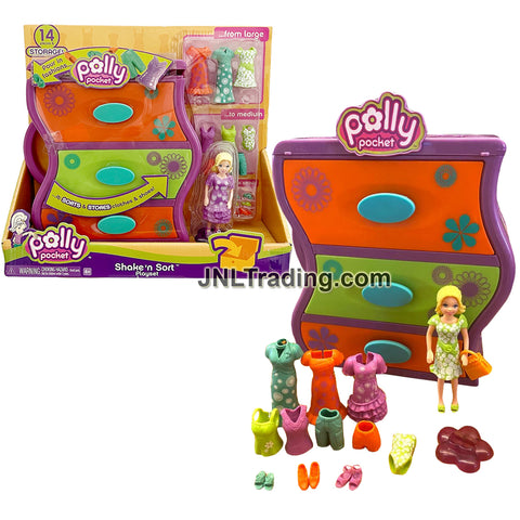 Year 2006 Polly Pocket SHAKE 'N SORT Playset with Polly Doll, Storage and 14 Accessories