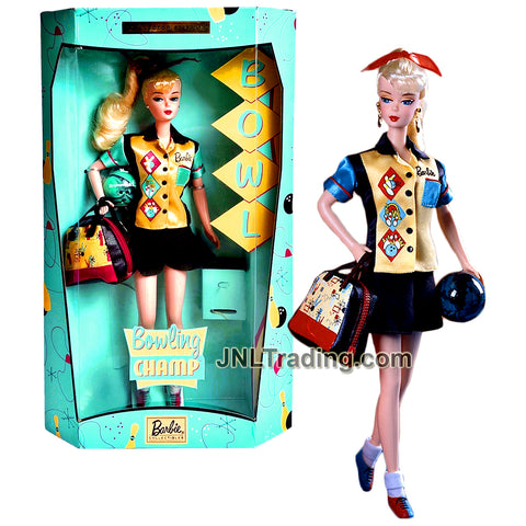 Year 1999 Collector Edition Classic Series 12 Inch Doll - Caucasian BOWLING CHAMP BARBIE with Scarf, Bag, Brunswick Ball, Trophy & Doll Stand