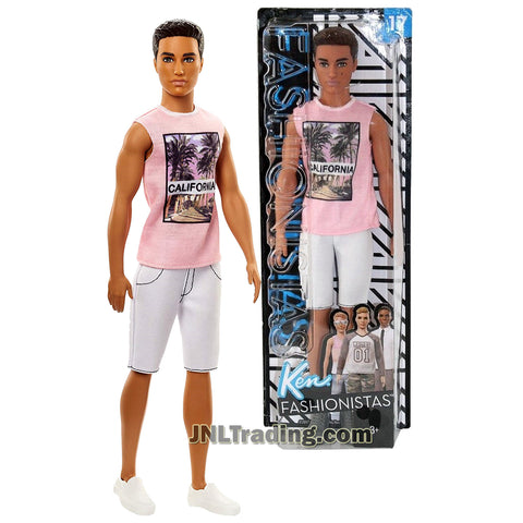 Barbie Year 2017 Fashionistas Series 12 Inch Doll Set #17 - Hispanic KEN FJF75 in Pink Cali Cool California Tops and White Shorts