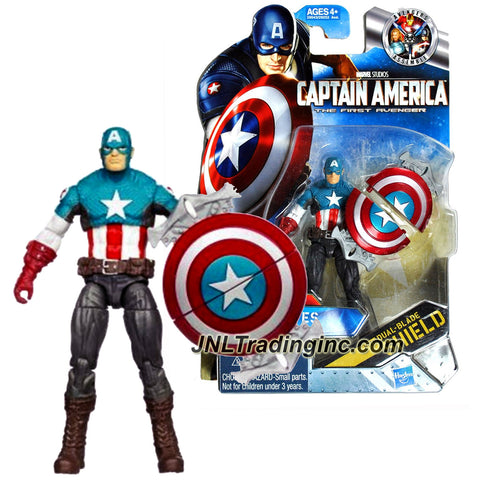 Hasbro Year 2011 Marvel Studios Movie Series "Captain America The First Avenger" 4 Inch Tall Action Figure - Comic Series ULTIMATES CAPTAIN AMERICA with Dual Blade Shield