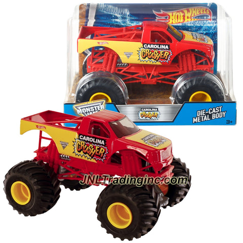 Hot Wheels Year 2016 Monster Jam 1:24 Scale Die Cast Monster Truck - CAROLINA CRUSHER with Monster Tires, Working Suspension and 4 Wheel Steering