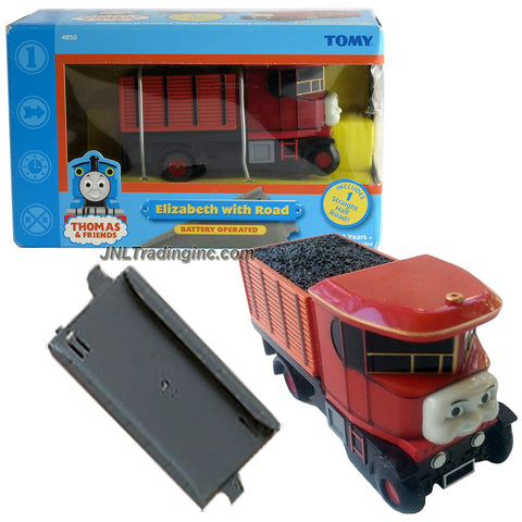 TOMY Year 2005 Thomas and Friends Motorized Battery Powered Vehicle Set - ELIZABETH the Vintage Sentinel Steam Lorry with 1 Straight Half Road