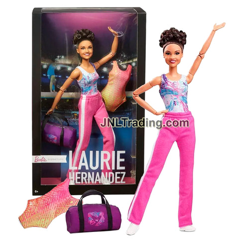 Year 2018 Barbie You Can Be Anything Signature Series 12 Inch Doll - Summer Games 2016 Gymnast Champion LAURIE HERNANDEZ with Duffel Bag and 2 Outfits