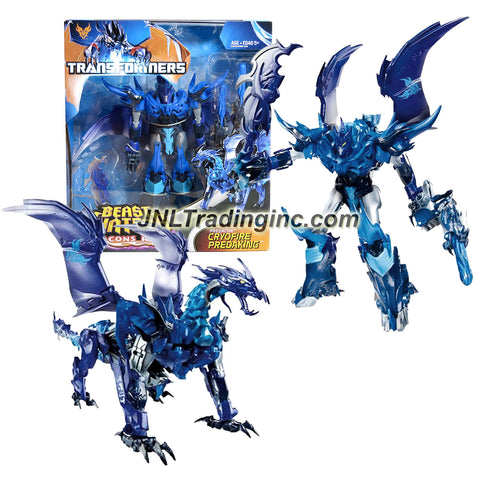 Hasbro Year 2013 Transformers Prime "Beast Hunters - Predacon Rising" Series Exclusive Voyager Class 7 Inch Tall Robot Action Figure - Predacon CRYOFIRE PREDAKING with 2 Dragon-Head Missile Launcher, 2 Missiles and Sword (Beast Mode: Ice Dragon)