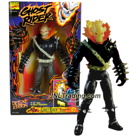 Marvel Comics Year 1995 Deluxe Edition Series 10 Inch Tall Figure - GHOST RIDER with Flame Glow in the Dark Details