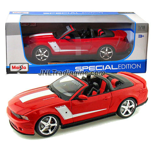 Maisto Special Edition Series 1:18 Scale Die Cast Car - Red Supercharged Convertible 2010 ROUSH 427R FORD MUSTANG with Base (Dimension:10" x 4" x 3")