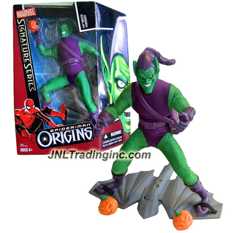 Hasbro Marvel Legends Signature Series Spider-Man Origins 9" Tall Fully Poseable Action Figure - GREEN GOBLIN with 2 Pumpkin Bombs and Glider