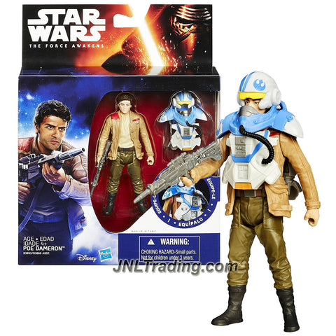 Hasbro Year 2015 Star Wars The Force Awakens Armor Up Series 4 Inch Tall Figure - POE DAMERON (B3893) with Blaster Rifle and X-Wing Pilot Gear