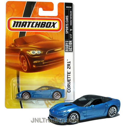 Matchbox Year 2007 Sports Cars Series 1:64 Scale Die Cast Metal Car #9 - Blue Color Luxury Sport Coupe CORVETTE ZR1 M0238