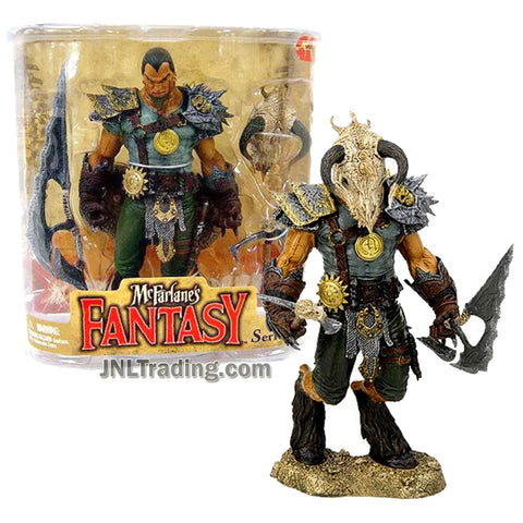Year 2008 McFarlane Fantasy Legend of the Blade Hunters Series 7 Inch Tall Figure - Dragon Rider TYR with  Animal Skull Helmet, Sword, Axe and Display Base