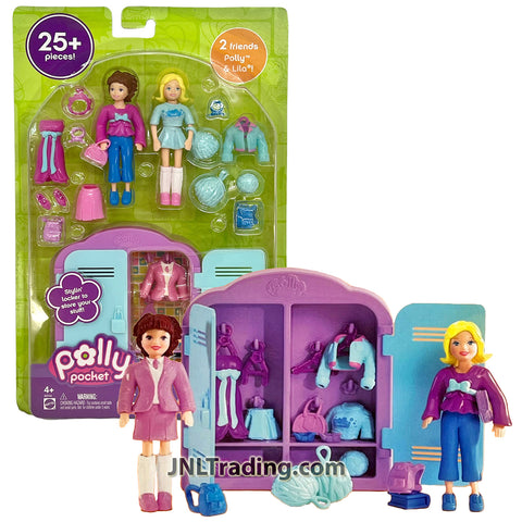 Year 2006 Polly Pocket 2 COOL FOR SCHOOL with Polly & Lila Doll, Locker, Outfits, Purses and Shoes