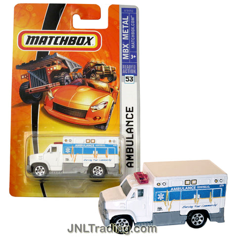 Matchbox Year 2007 MBX Metal Ready For Action Series 1:64 Scale Die Cast Metal Car #53 - White Unit 679 Department of Health Services AMBULANCE K9492